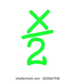 formula x divided by 2, vector illustration