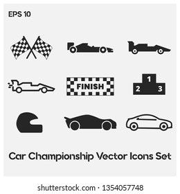 Formula1 championship vector icons set. F1 icons collection. Premium quality.