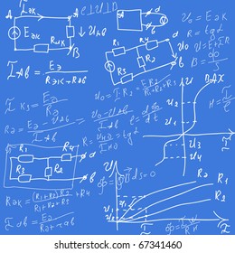Formulas in lesson of electricity.Vector illustration.