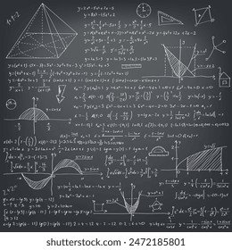 Formulas in white on a black background. Vector illustration