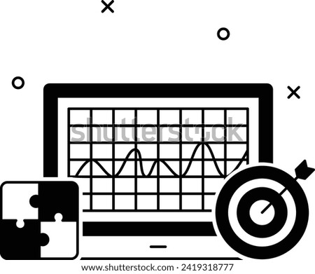 Formulation Anchored Past Trend Vector Icon Design, Commercial strategy Symbol, Market outreach Sign, oversight and operational control illustration, Solution Development base Historical Data Concept