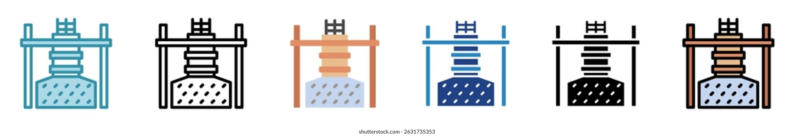 Formwork multi estilo, mini ilustração ícone conjunto. contorno, plano, glifo, cor da linha. vetor para IU, UX, aplicativo, web, digital ou impressão, relacionado à indústria, construção, engenharia civil.