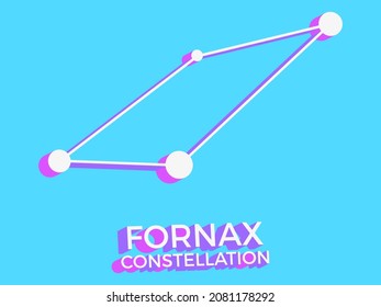 Fornax constellation 3d symbol. Constellation icon in isometric style on blue background. Cluster of stars and galaxies. Vector illustration