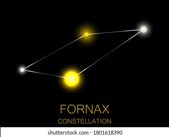 Fornax constellation. Bright yellow stars in the night sky. A cluster of stars in deep space, the universe. Vector illustration