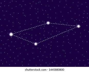 Fornax constellation. Starry night sky. Cluster of stars and galaxies. Deep space. Vector illustration
