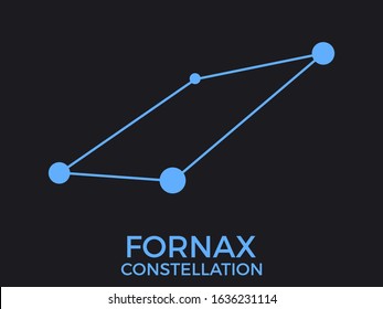 Fornax constellation. Stars in the night sky. Cluster of stars and galaxies. Constellation of blue on a black background. Vector illustration