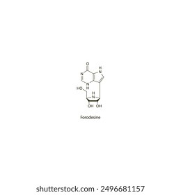 Forodesine flat skeletal molecular structure Purine analog drug used in cancer treatment. Vector illustration scientific diagram.