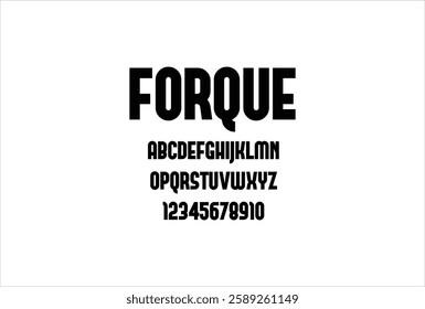 FORQUE font for logo and headline. Isolated vector typeset