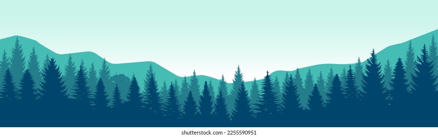 Forrest landscape. Tree background. Forrest banner. Mountain landscape.