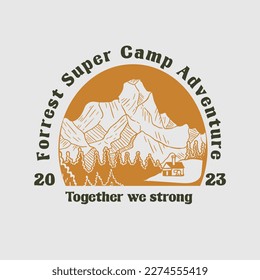 Forrest Mountain Adventure Illustration vector