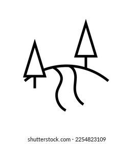 Forrest road icon line isolated on white background. Black flat thin icon on modern outline style. Linear symbol and editable stroke. Simple and pixel perfect stroke vector illustration