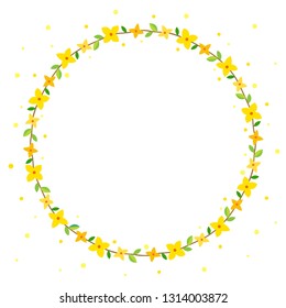 Forsythia flowers wreath frame