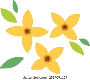forsythia illustration, flower, spring, vector illustration