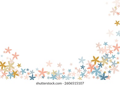Forsythia primitive flowers vector design. Tiny field floral elements scattered. Easter holiday ornament. Ditsy flowers Forsythia abstract bloom. Flowering daisy.
