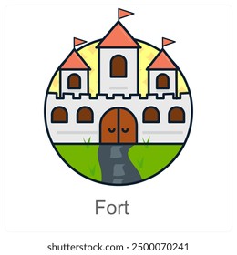 Fort and castle icon concept