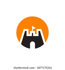 Fort castle icon logo design vector template