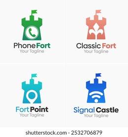 Conjunto de Modelos de Logotipo de Forte ou Castelo. Bom para negócios, agência, comunidade e organização