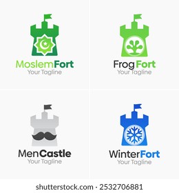 Conjunto de Modelos de Logotipo de Forte ou Castelo. Bom para negócios, agência, comunidade e organização