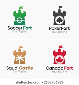 Conjunto de Modelos de Logotipo de Forte ou Castelo. Bom para negócios, agência, comunidade e organização