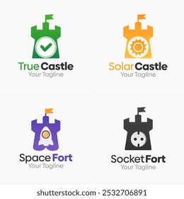 Conjunto de Modelos de Logotipo de Forte ou Castelo. Bom para negócios, agência, comunidade e organização