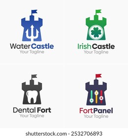 Conjunto de Modelos de Logotipo de Forte ou Castelo. Bom para negócios, agência, comunidade e organização