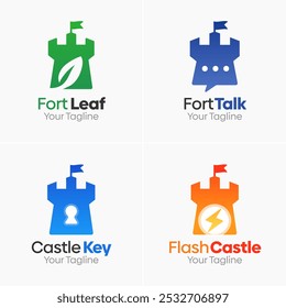 Conjunto de Modelos de Logotipo de Forte ou Castelo. Bom para negócios, agência, comunidade e organização