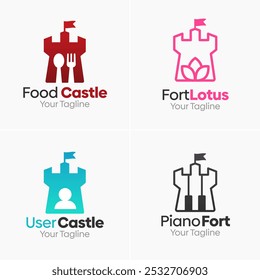 Conjunto de Modelos de Logotipo de Forte ou Castelo. Bom para negócios, agência, comunidade e organização