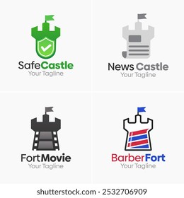 Conjunto de Modelos de Logotipo de Forte ou Castelo. Bom para negócios, agência, comunidade e organização