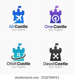 Conjunto de Modelos de Logotipo de Forte ou Castelo. Bom para negócios, agência, comunidade e organização