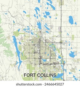 Fort Collins, Colorado, EE.UU. mapa poster art