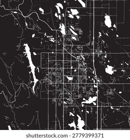 Fort Collins Colorado Vector Map, Detailed City Street Map Black and White Minimalist Line Art