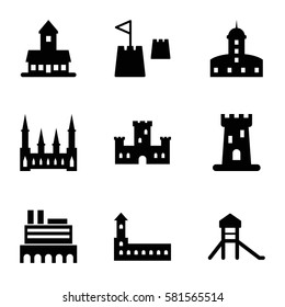 fort icons set. Set of 9 fort filled icons such as castle