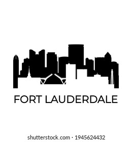 Fort lauderdale, Florida city skyline. Negative space city silhouette. Vector illustration.