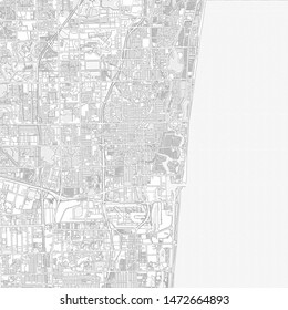 Fort Lauderdale, Florida, USA, bright outlined vector map with bigger and minor roads and steets created for infographic backgrounds.