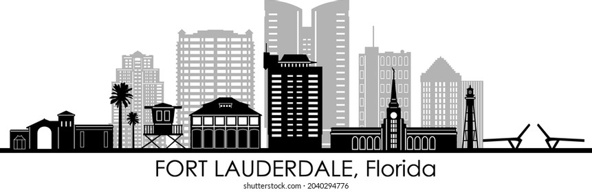 FORT LAUDERDALE Florida USA City Skyline Vector
