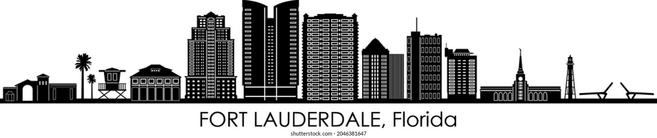 FORT LAUDERDALE Florida USA City Skyline Vector
