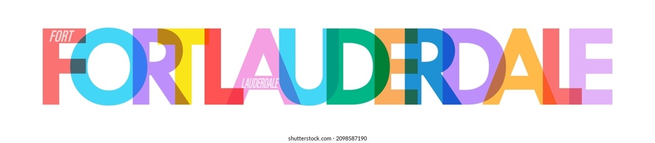FORT LAUDERDALE. The name of the city on a white background. Vector design template for poster, postcard, banner. Vector illustration.