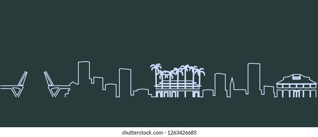 Fort Lauderdale Single Line Skyline