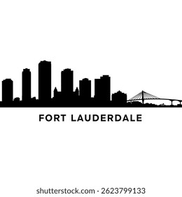 Forte Lauderdale Skyline Preto Silhueta.