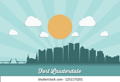 Fort Lauderdale skyline - Florida, United States of America, USA - vector illustration