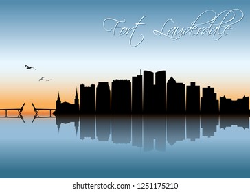 Fort Lauderdale skyline - Florida, United States of America, USA - vector illustration