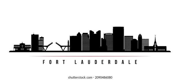 Fort lauderdale skyline horizontal banner. Black and white silhouette of Fort lauderdale, Florida. Vector template for your design. 