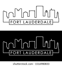 Fort Lauderdale Skyline. Linear Style. Editable Vector File.