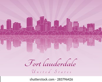 Fort Lauderdale Skyline In Purple Radiant Orchid In Editable Vector File