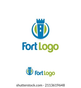 Fort logo castle fortress stronghold art illustration