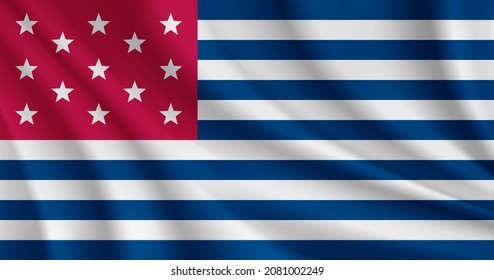 Fort Mercer Flag, USA, 1777. Realistic waving flag of Fort Mercer vector background. svg
