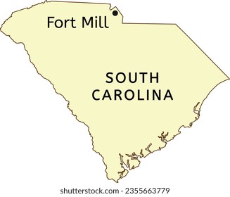 Fort Mill city location on South Carolina state map