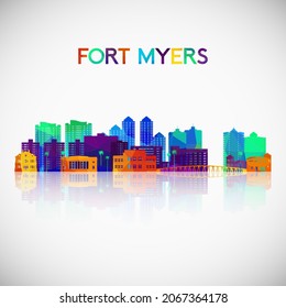 Fort Myers skyline silhouette in colorful geometric style. Symbol for your design. Vector illustration.