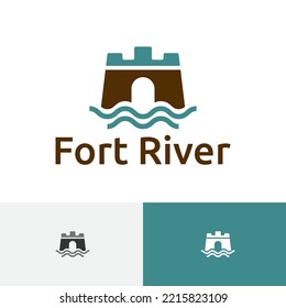 Fort River Water Stream Simple Modern Logo