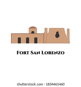 Fort San Lorenzo in Panama flat design style. World vacation travel North America collection. UNESCO World Heritage Site. Fantastic destination and recommended to visit this place